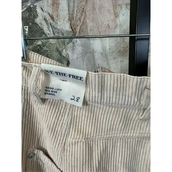 Free People We The Free Good Luck Mid-Rise Cord Barrel Jeans Size 28 - Picture 5 of 6